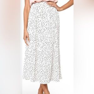 NEW LOFT POLKA DOT LINEN SKIRT